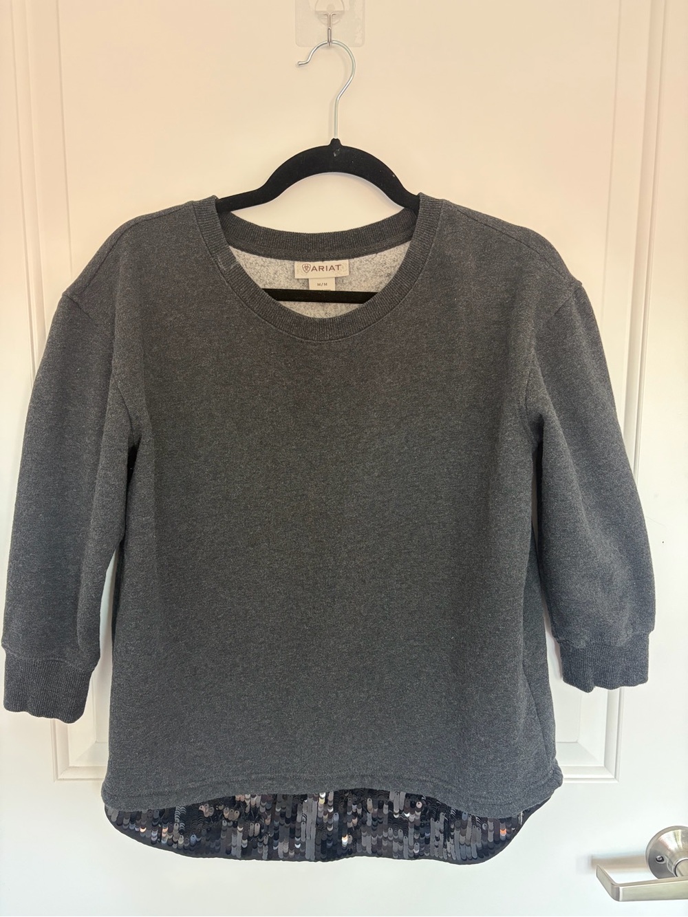Ariat Charcoal Gray Crewneck Sweatshirt with Logo Tag